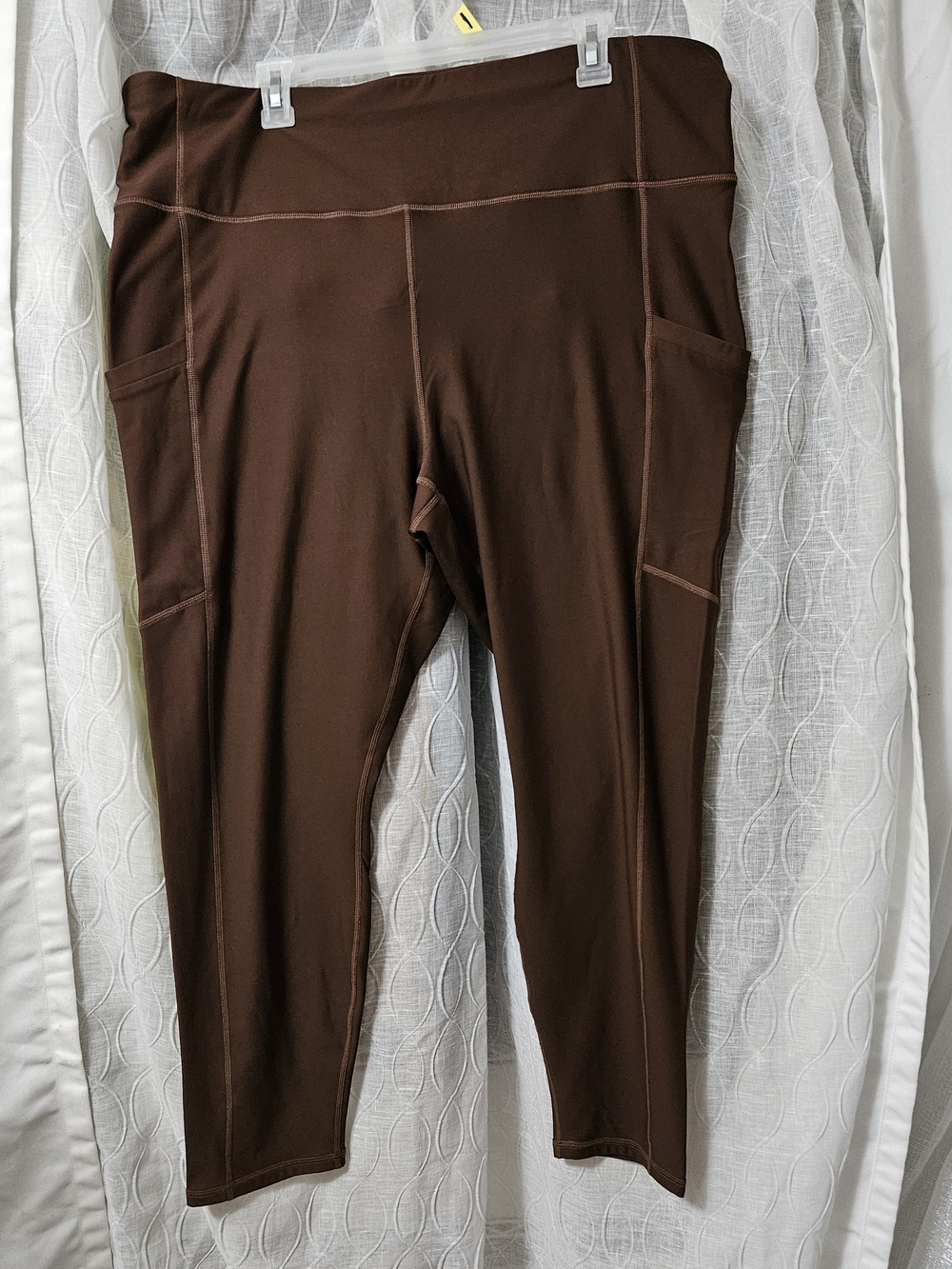 Fabletics High-Waist Brown Active Leggings with Side Pockets 4x